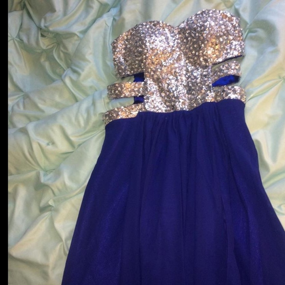 Royal Blue Strapless Prom Dress
